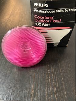 Rare Vintage Westinghouse/Philips Colortone Pink Outdoor Flood Light Bulb (100W) - Collectible $20