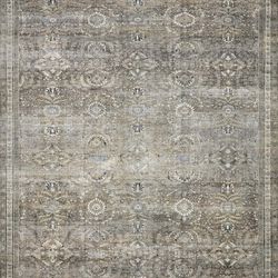 Loloi LAYLA Collection, LAY-13, Antique / Moss, 9'-6" x 14', .13" Thick, Area Rug, Soft, Durable, Vintage Inspired, Distressed, Low Pile, Non-Shedding