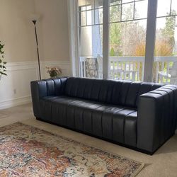 Macy’s Halewood 88” Leather Sofa – Dark Gray