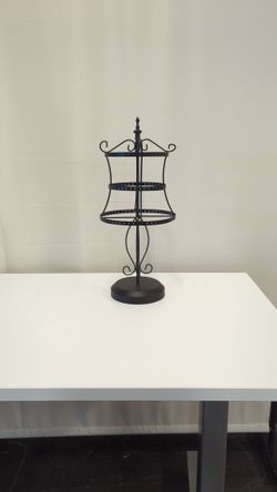 Black Metal Dress Form Rotating Jewelry Stand