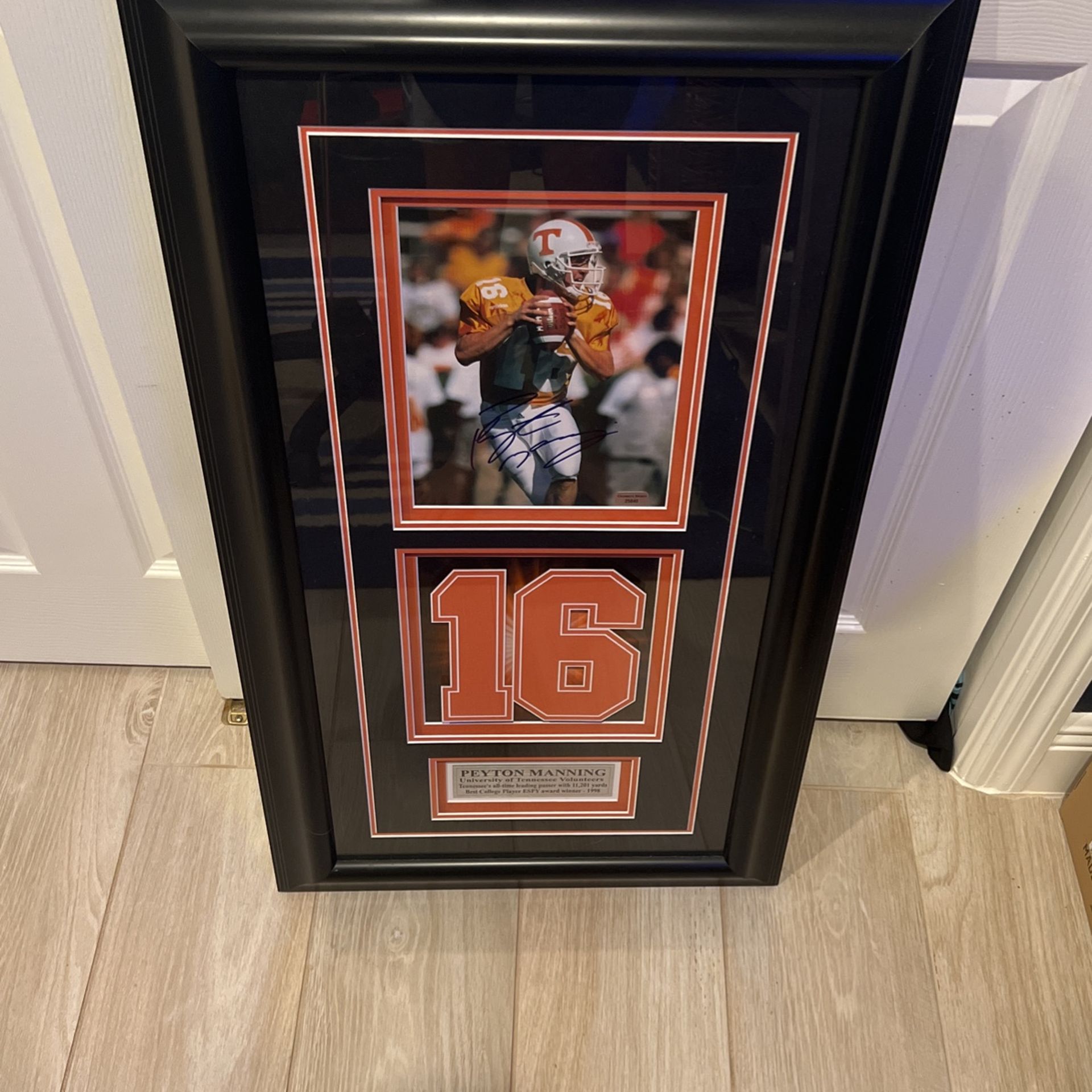 Super Sports Center Peyton Manning Auto Framed Orange Tennessee Jersey