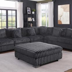 Brand new! Oversized Black Corduroy Sectional! Same Day Delivery! 