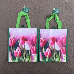 2 Brand new tulip flowers reusable bags