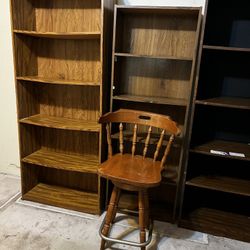 Bookshelves, Night Stands, Stool, misc furniture