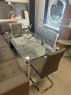 New Glass Top Dining Table With 4 Chairs K Furniture And More 