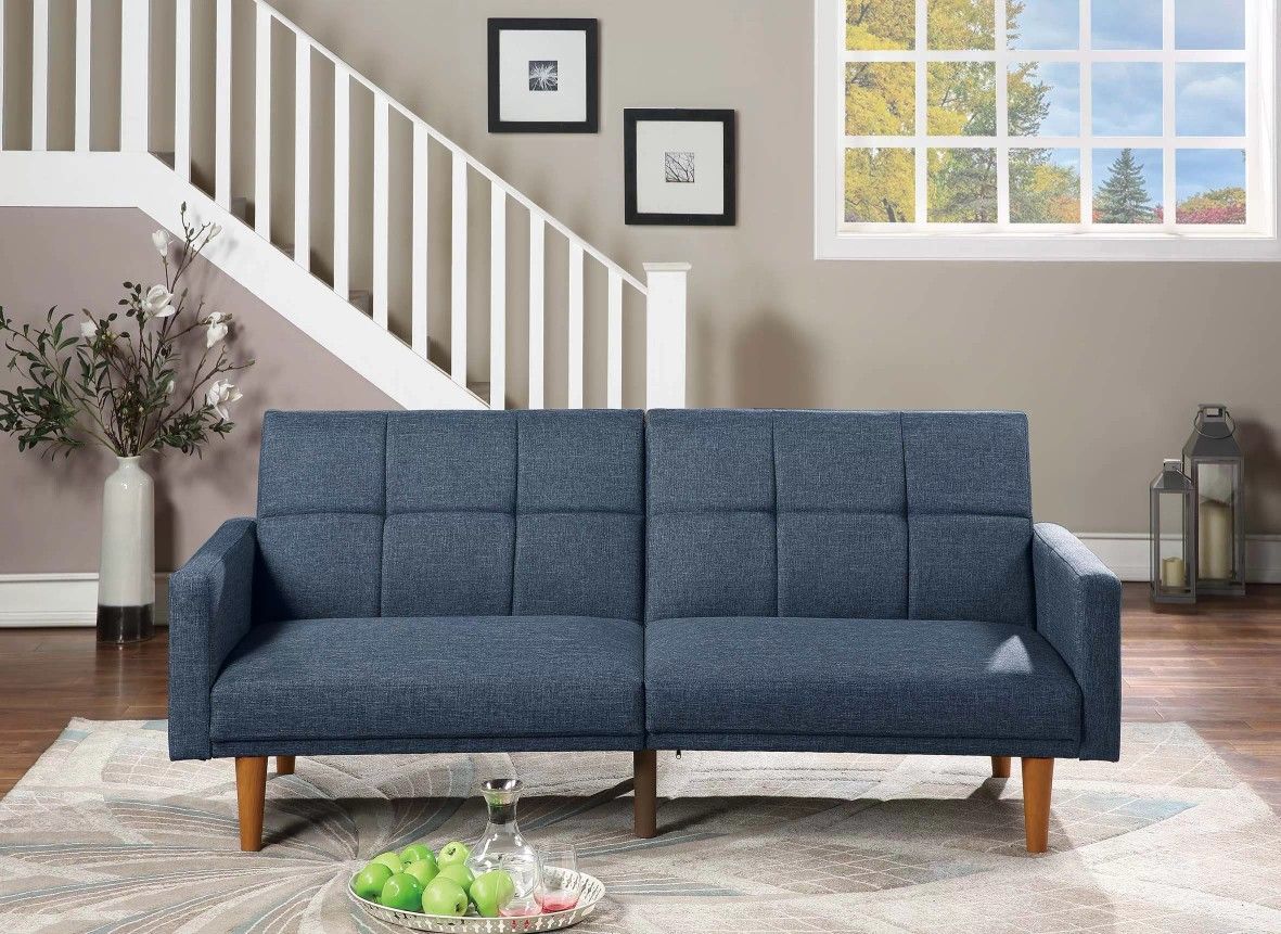 Brand New Blue Futon Sofa Sleeper 