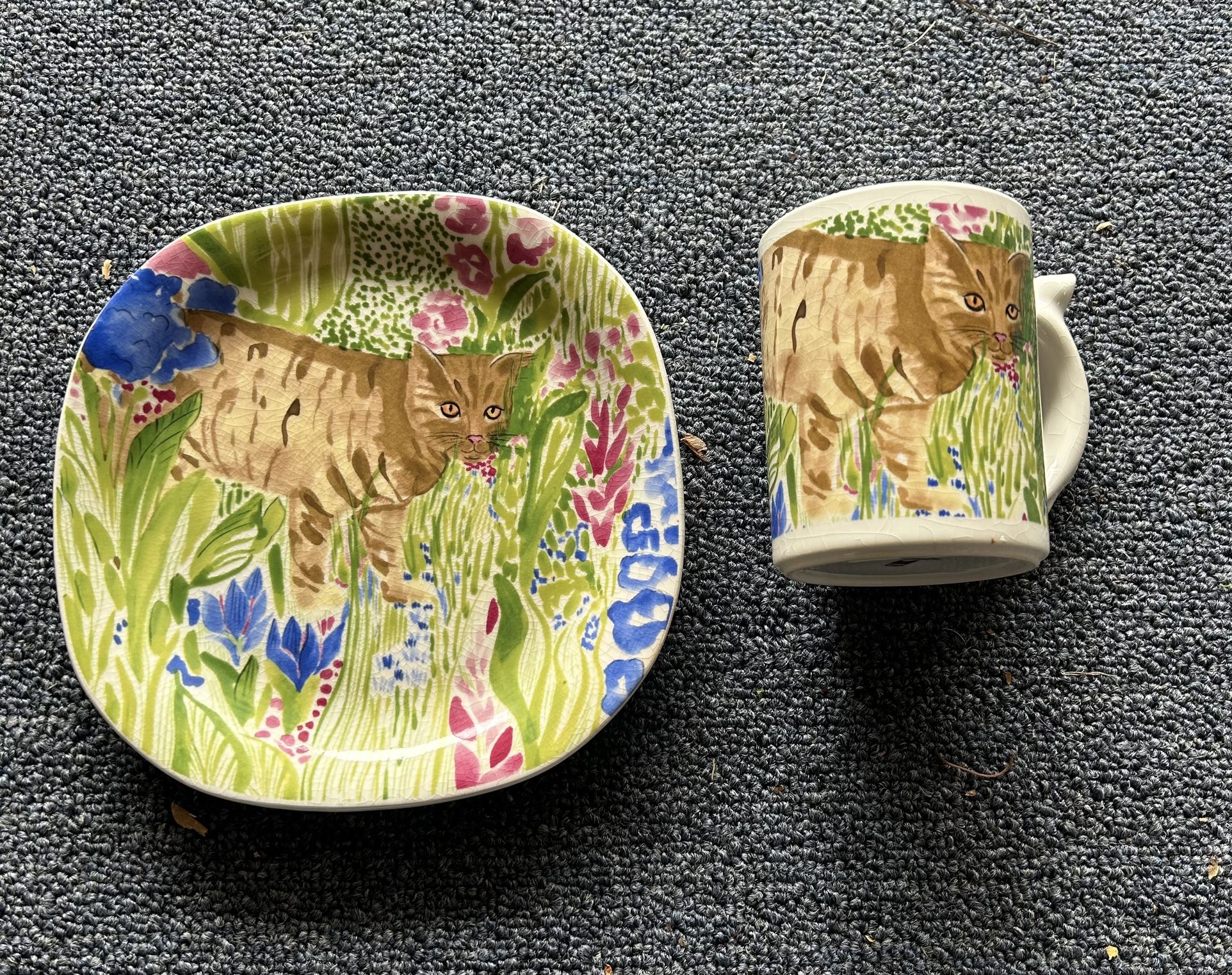 Colorful Collectible Cat Motif Plate And Mug By Minor-Etta’s