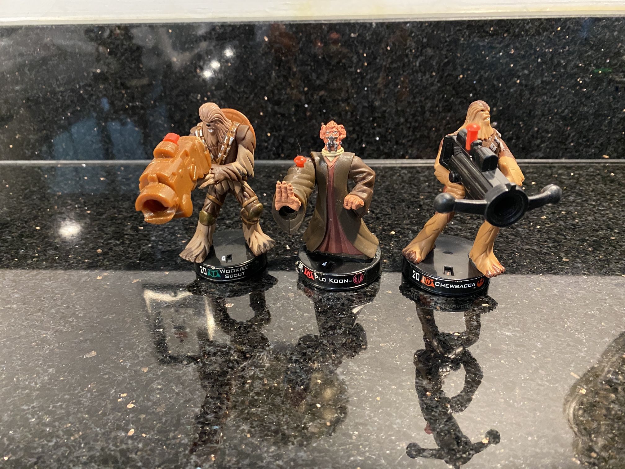 3 Vtg Star Wars Attacktix Battle Game Figures Wookiee Scout Plo Koon ...