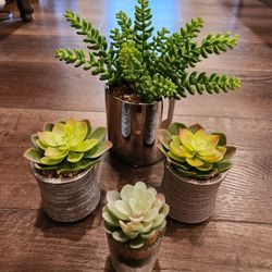 4pcs Artificial Succulent Create Realistic Succulent Flocking Plants Unpotted Fake Succulents Plant for Lotus Landscape Decorative Garden Arrangement