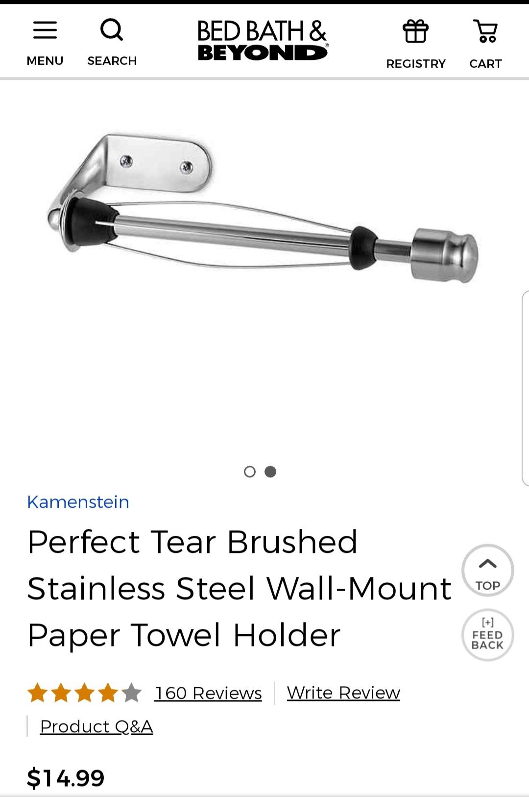 Stainless Steel Under Cabinet Paper Towel Holder