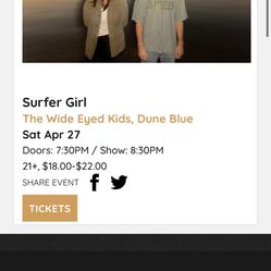 2 Surfer Girl Concert Tickets At The Casbah San Diego
