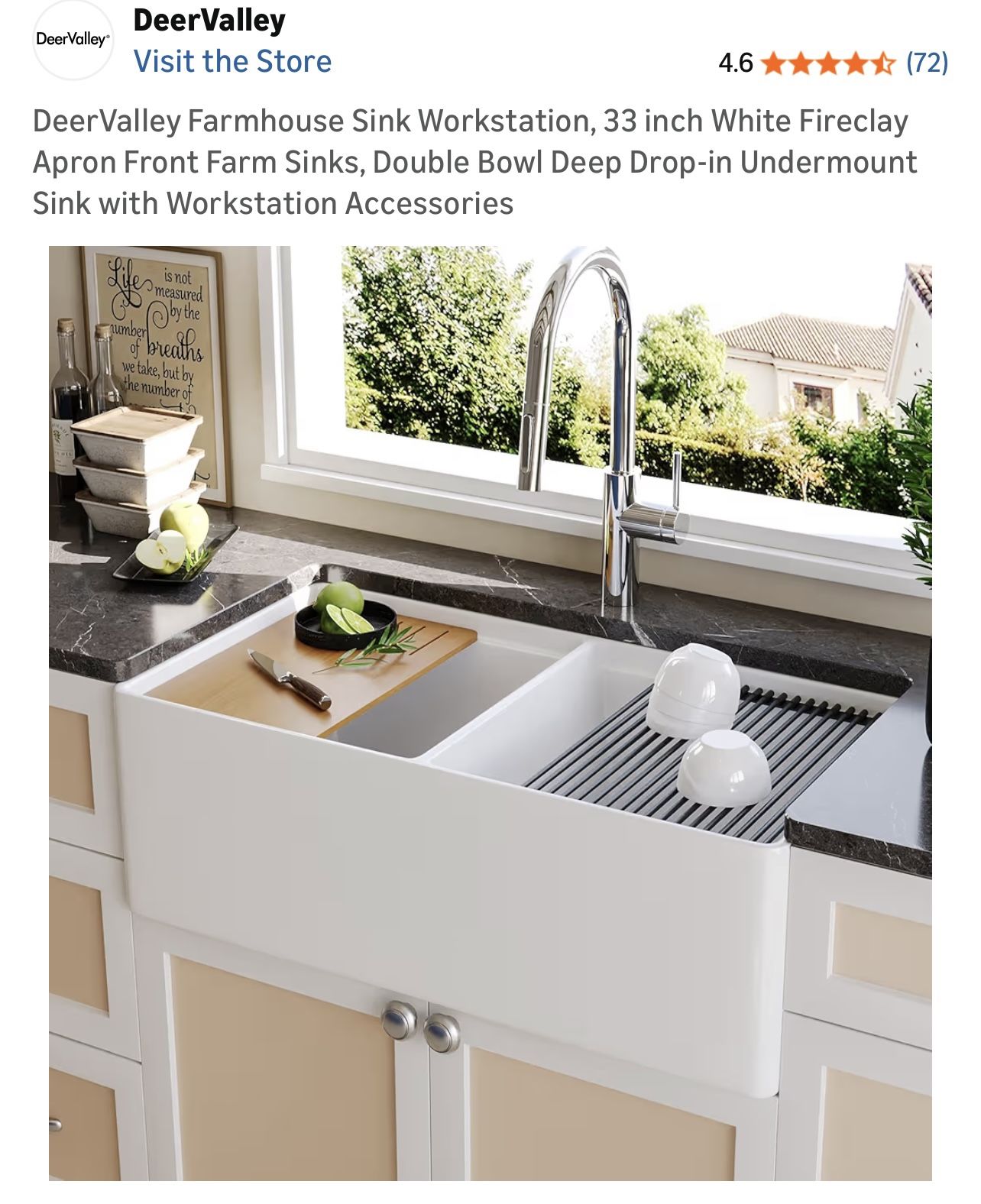 33 Inch Double Bowl Farmhouse Fireclay White Sink