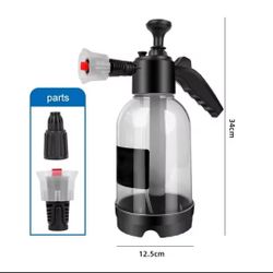 Premium 2L Foam Pump Sprayer for Car Cleaning Kit and Car Detailing Kit, Foaming Spray Bottle with Trigger Lock, Adjustable Nozzle; Clear Canister wit