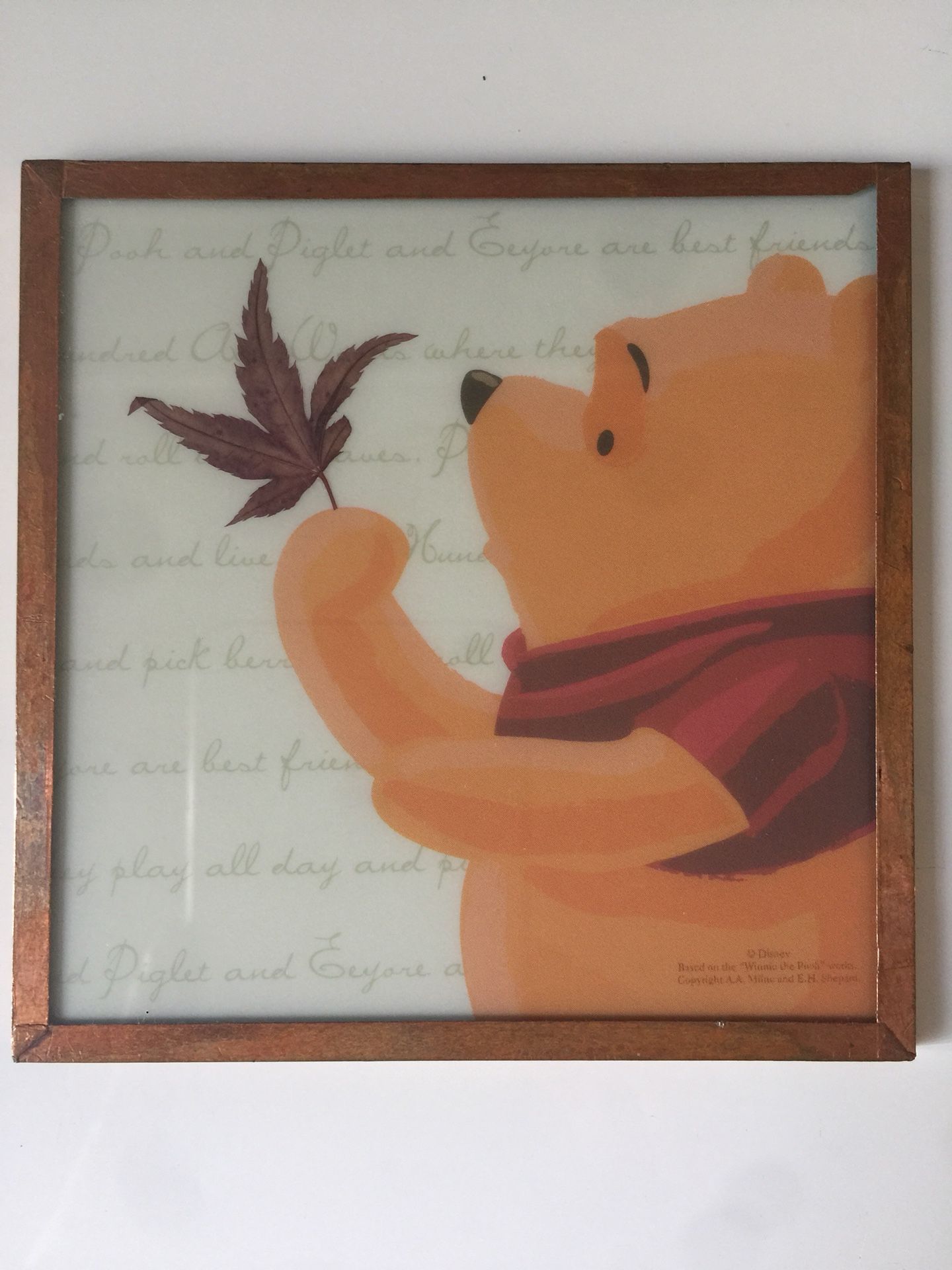 Fall / Autumn Decor - Framed Glass Winnie the Pooh Coasters/ Tile Set