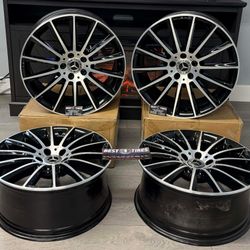 (Set Of 4) 19’ Inch Mercedes Benz AMG OEM Factory Genuine Wheels Rims Staggered 19x8.5/9.5 offset 34.5/48 5x112 Machined Black