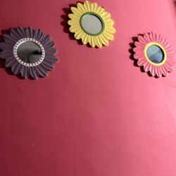 Set Of 3 Flower Mirror