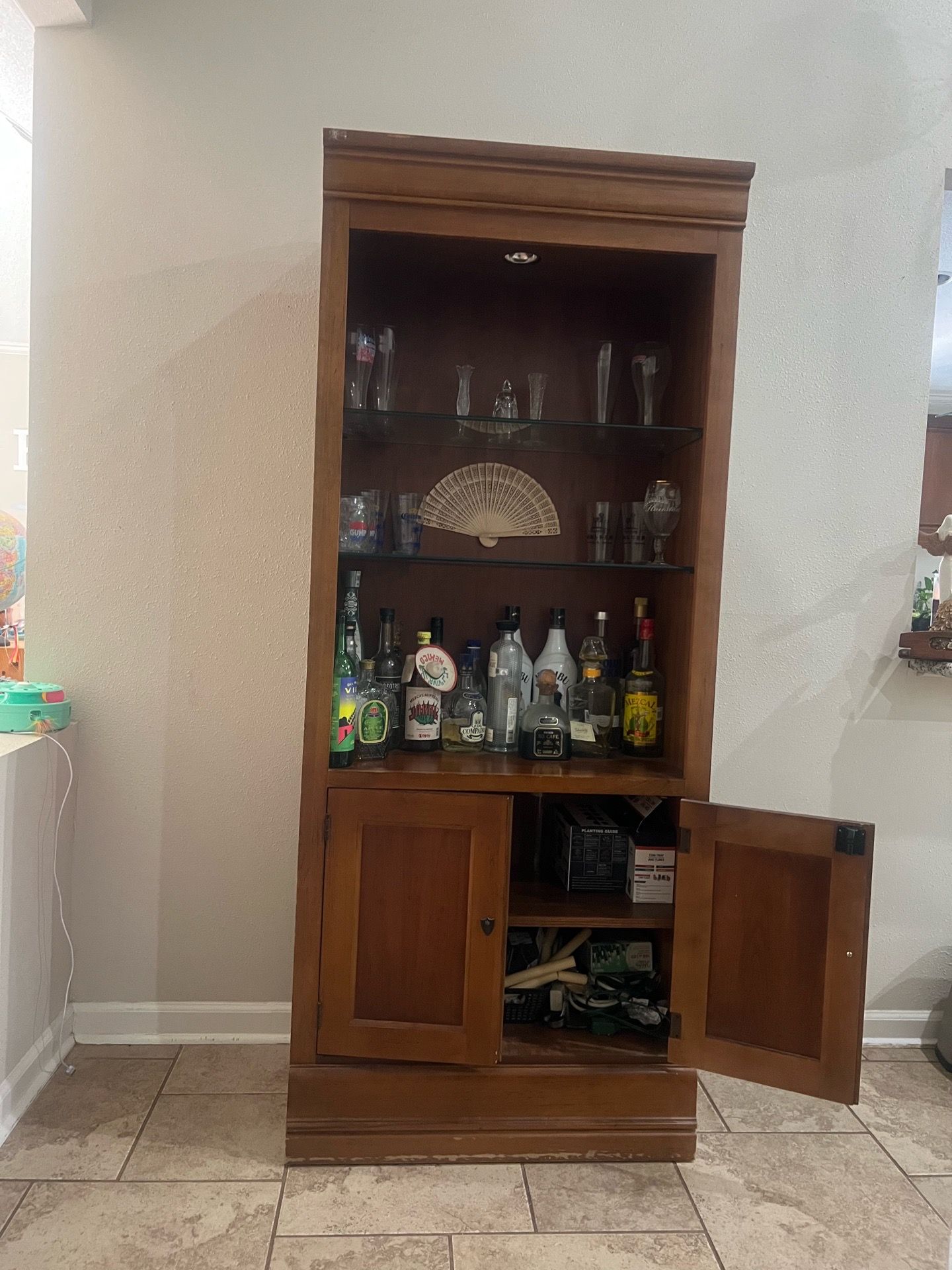 Tall wooden display cabinet / bar