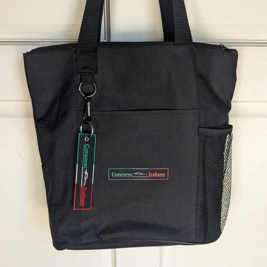 NEW Concorso Italiano red & black plaid picnic blanket and zippered canvas carry tote with tags