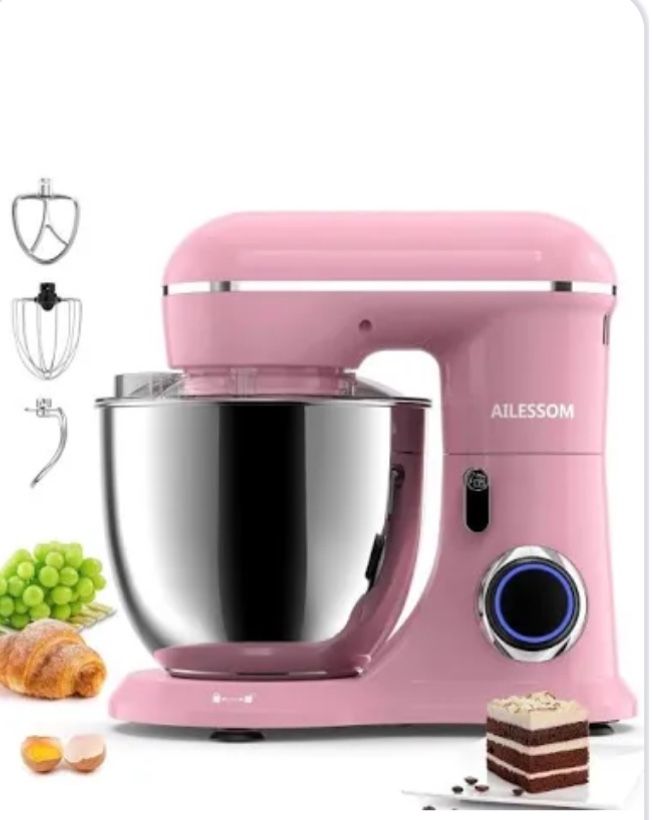 Ailessom Stand Mixer,6.5-QT 660W 10-Speed Tilt-Head Food Mixer, Kitchen Electric Mixer with Bowl, Dough Hook, Beater, Whisk for Most Home Cooks, (6.5Q