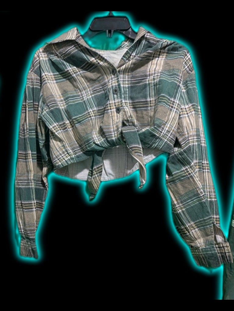 Green And Khaki Crop Top 