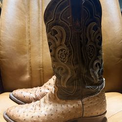 Tony Lama Ostrich Skin Tan Boots 10EE Men