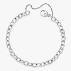 James Avery Twisted Wire Cable Charm Bracelet with Pearl Gemstone Bead Pendant