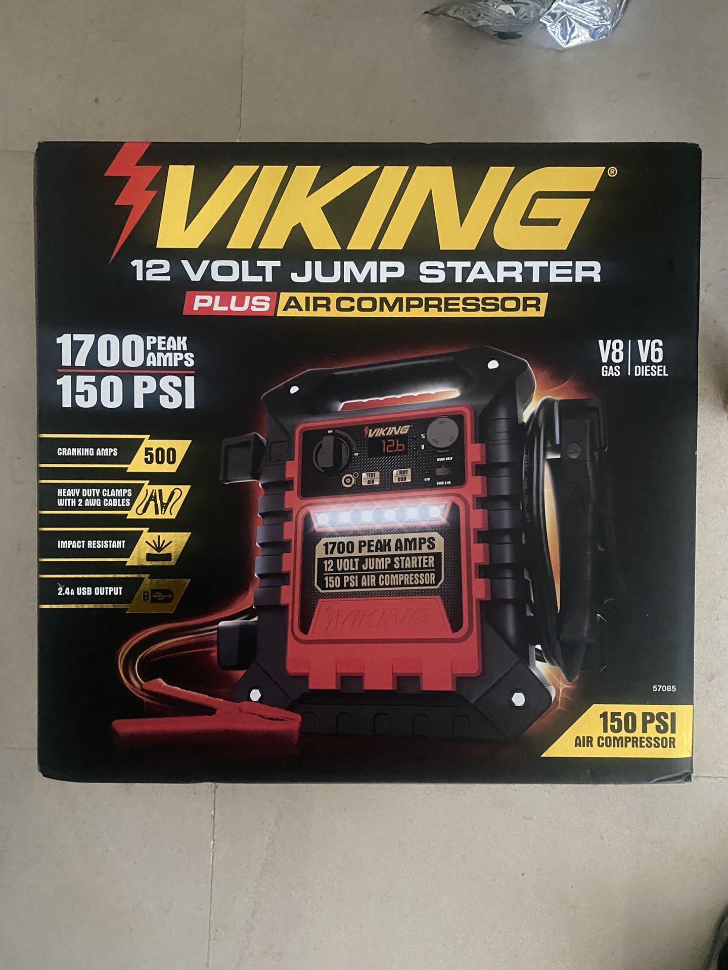 Viking 12 Volt Jump Starter with Air Compressor