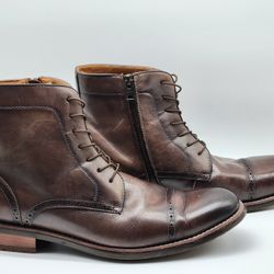 Kenneth Cole Reaction Leather Captoe Lace-Up & Zippered Kelby Boot - Size 12 Men