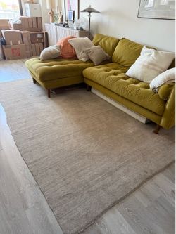 Large 8x10 Wool Blend Area Rug – Neutral Beige / Greige