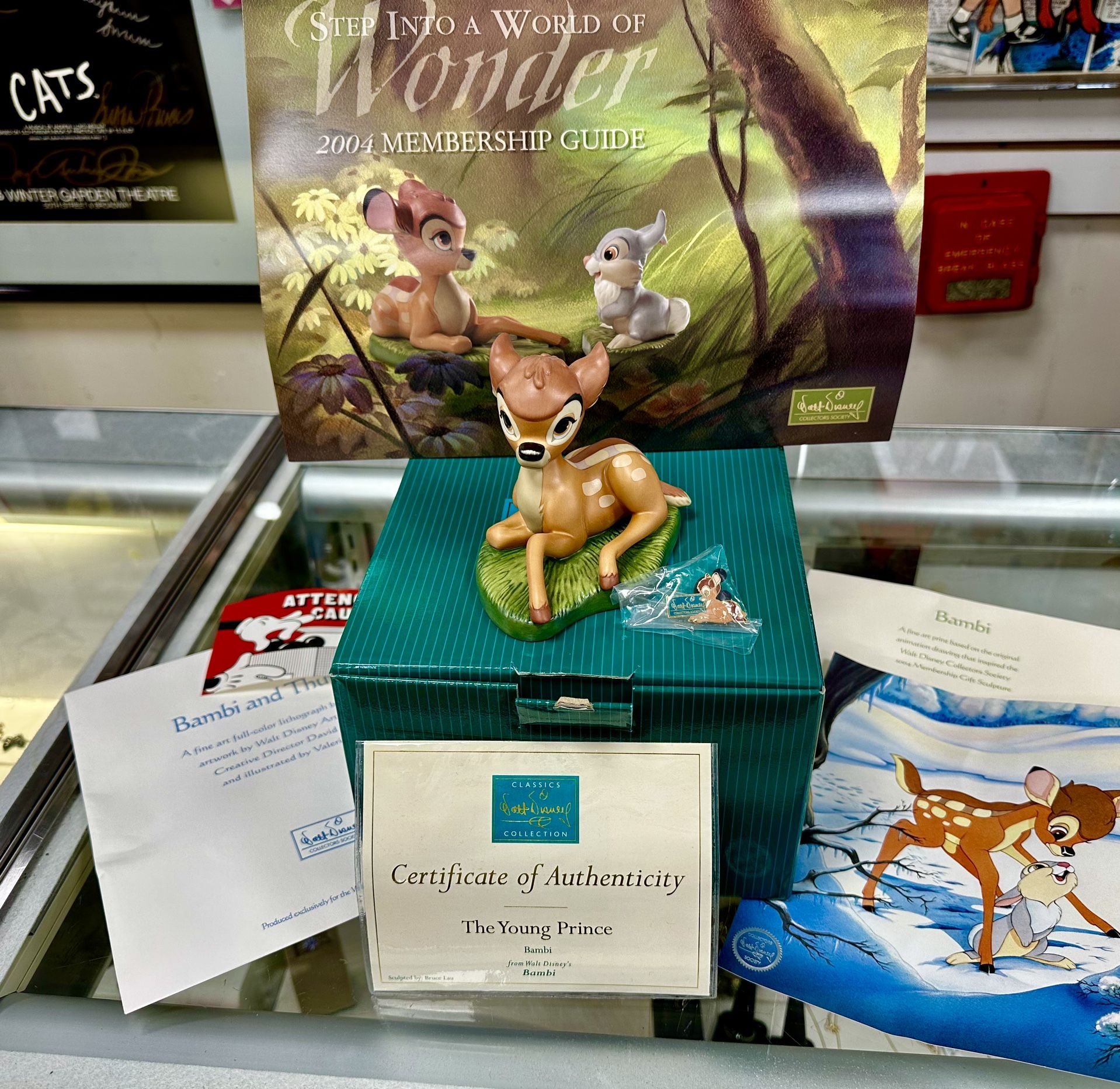 Authentic WDCC Disney Bambi The Young Prince Figurine + Pin+ Lithograph COMPLETE