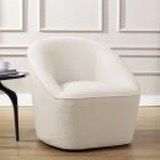 Brand New Comfort Pointe Andria Boucle Swivel Chair - Milky White 8086-06