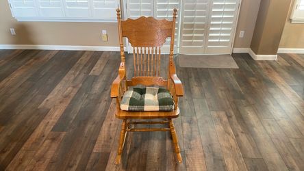 Wooden Rocking Chair with Carved Back