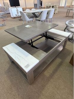 Lift Up Coffee Table with 2 Accent Marble