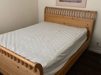Bed Frame, Queen/Full, Birch