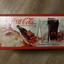 8pc 16oz Vintage 1992 Coca Cola Glasses 