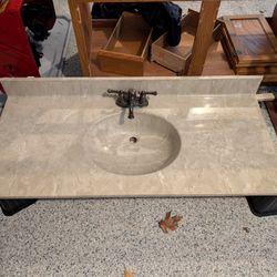 48" Integrated Bathroom Vanity top, Sink, And Faucet, and the Wooden Vanity Itself