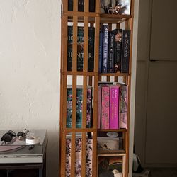 Bamboo Rotating Bookcase Bookshelf Tower