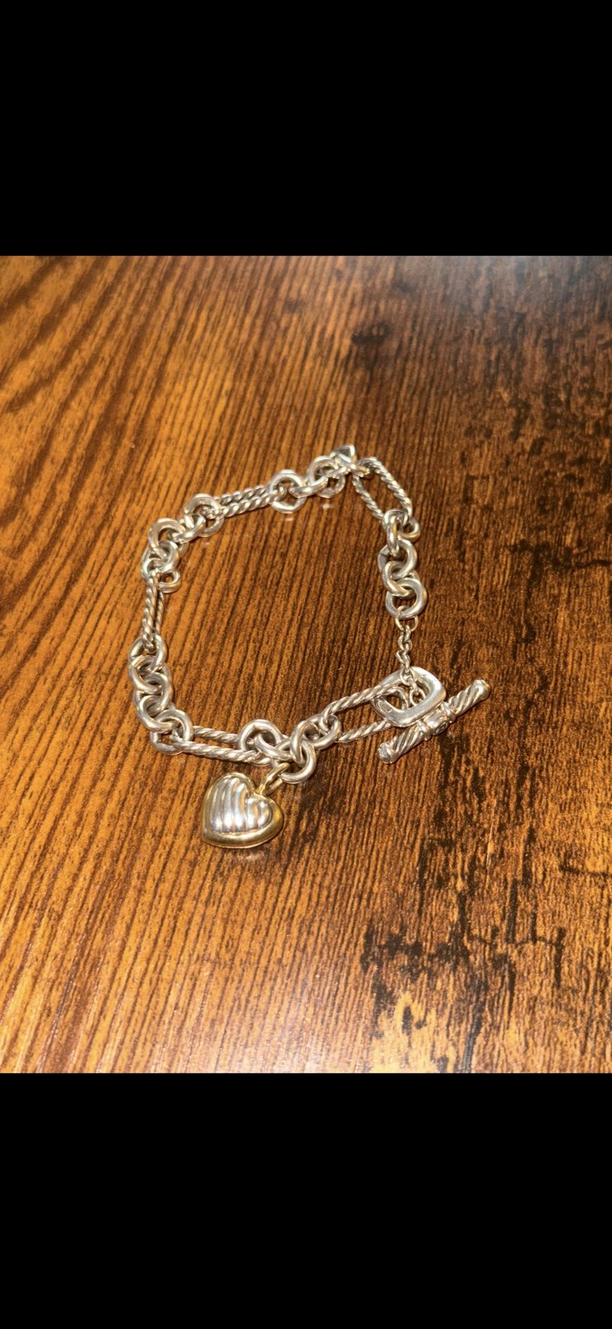 David yurman sterling silver with 18k gold heart charm