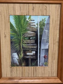 Nice “Key West” Matted & Framed Print Signed by Artist