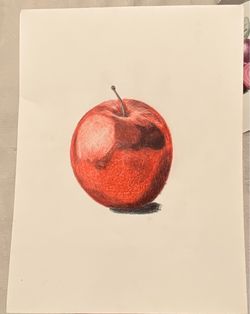 Original Colored Pencil Apple Drawing
