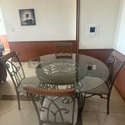 Round Glass Top Dining Table + 4 chairs $250 OBO 