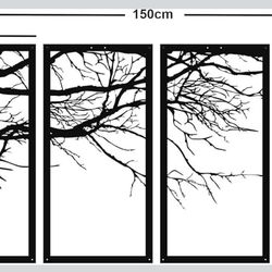 DEKADRON Metal Wall Art - Tree of Life 4 Panels, Tree Sign, Black