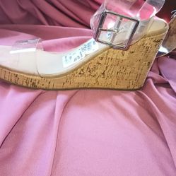  Steve Madden Clear/Cork Wedge Style 