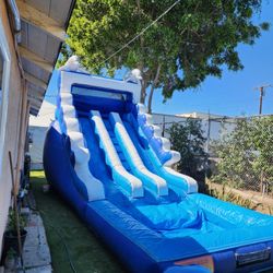 Water Slide Doble RESBALADILLA Con Colchón En La Alberca MUY LIMPIO INCLUYE MOTOR 