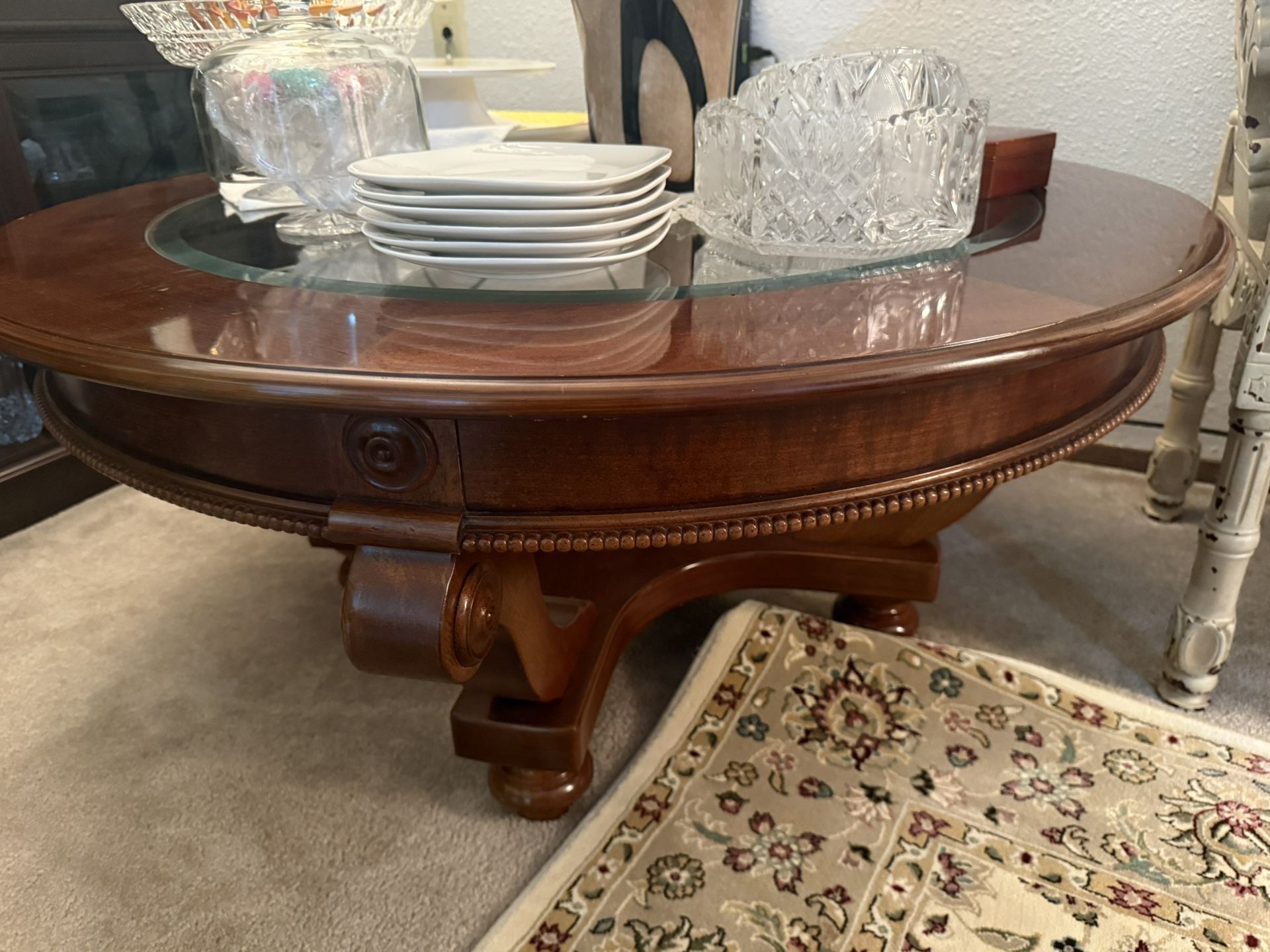 Round mahogany coffee table