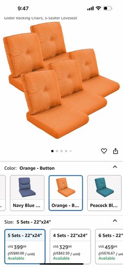 Patio Outdoor cushions 10 pieces 22x24x4in
