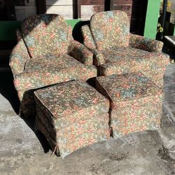 FREE Two Slightly Cat Scratched Swivel Chairs And Ottomans