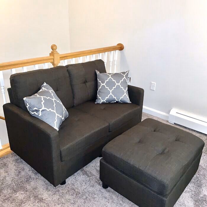 Small Loveseat sofa small couch w/ footrest for Sale in Ontario, CA