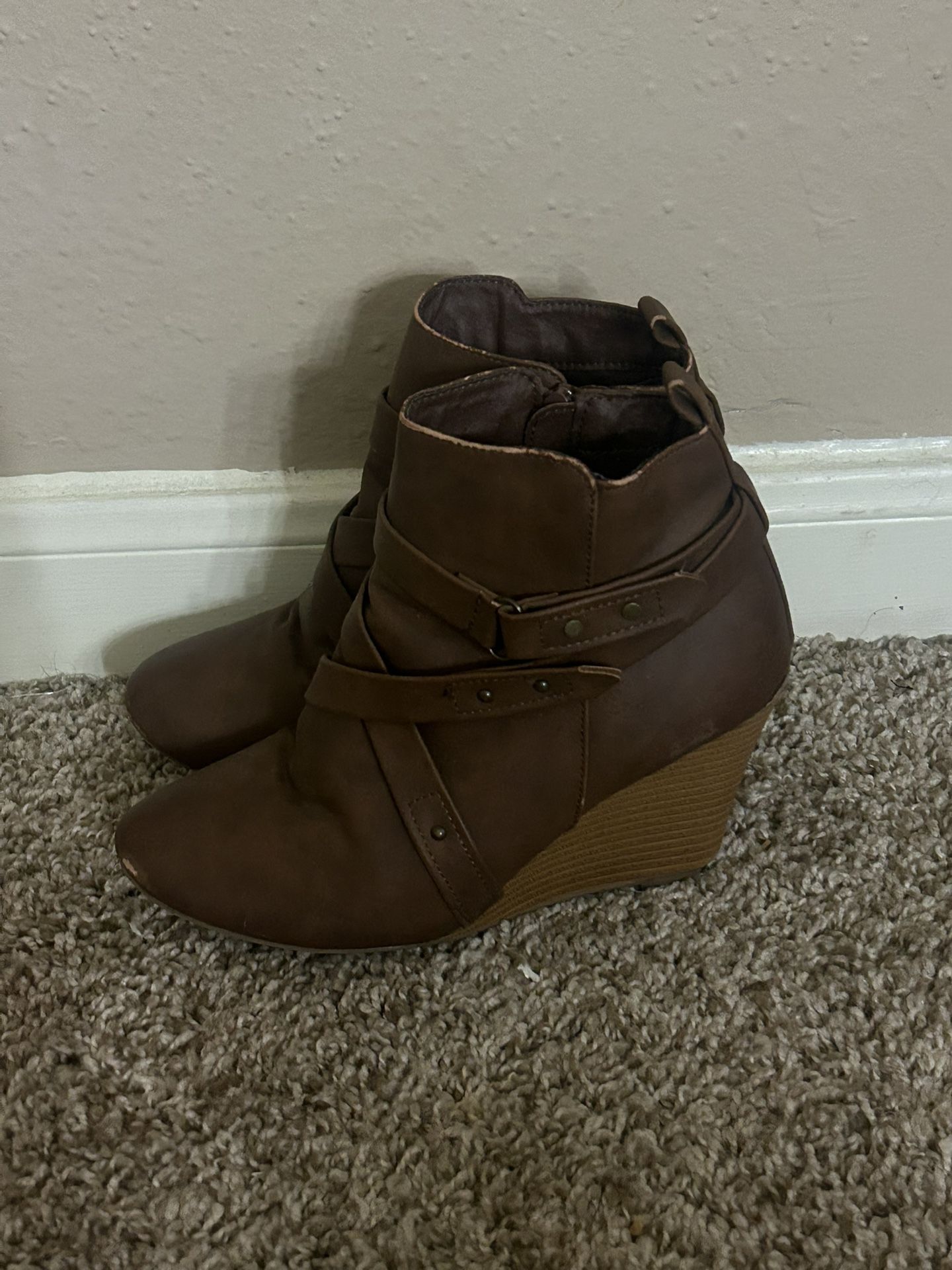 Brown Wedge Ankle Boots