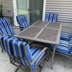 Outdoor Patio Table with 6 Chairs and Cushions